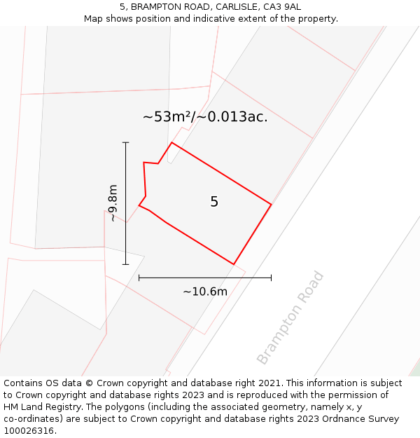 5, BRAMPTON ROAD, CARLISLE, CA3 9AL: Plot and title map