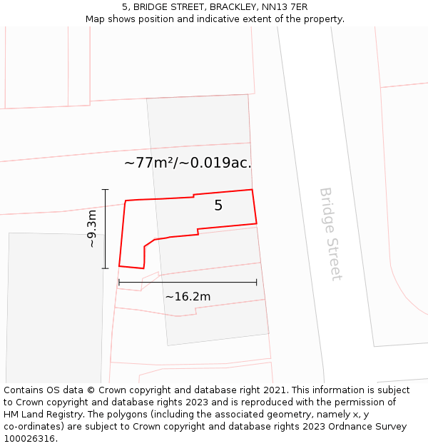 5, BRIDGE STREET, BRACKLEY, NN13 7ER: Plot and title map