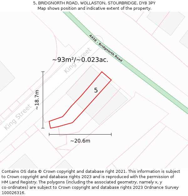 5, BRIDGNORTH ROAD, WOLLASTON, STOURBRIDGE, DY8 3PY: Plot and title map