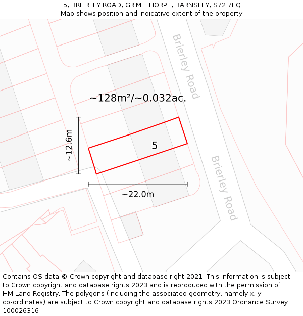 5, BRIERLEY ROAD, GRIMETHORPE, BARNSLEY, S72 7EQ: Plot and title map