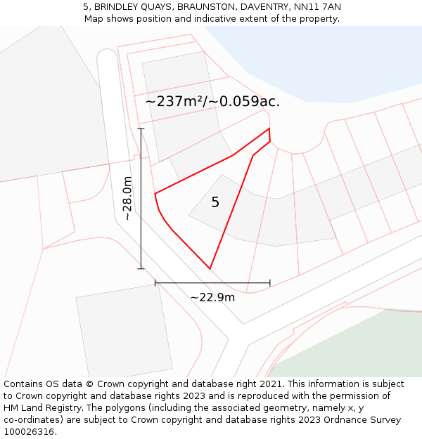 5, BRINDLEY QUAYS, BRAUNSTON, DAVENTRY, NN11 7AN: Plot and title map