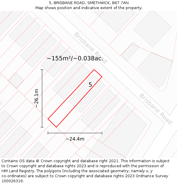 5, BRISBANE ROAD, SMETHWICK, B67 7AN: Plot and title map