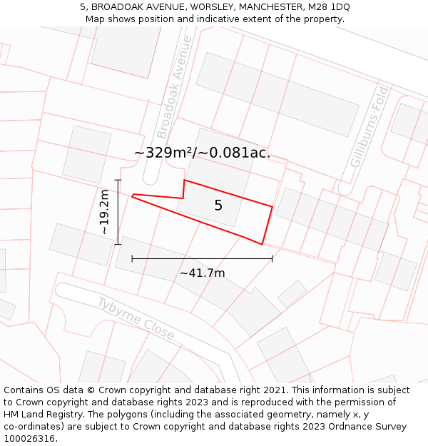 5, BROADOAK AVENUE, WORSLEY, MANCHESTER, M28 1DQ: Plot and title map