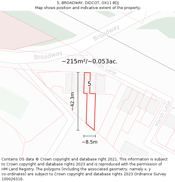 5, BROADWAY, DIDCOT, OX11 8DJ: Plot and title map