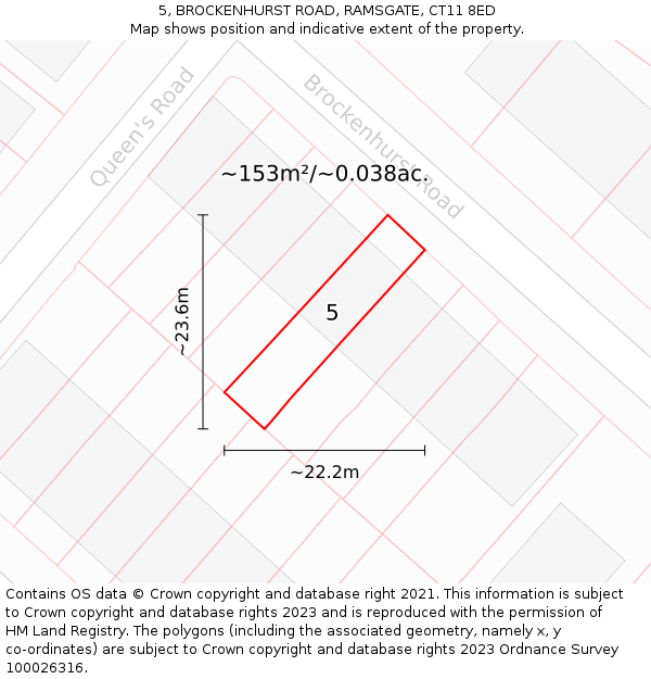 5, BROCKENHURST ROAD, RAMSGATE, CT11 8ED: Plot and title map