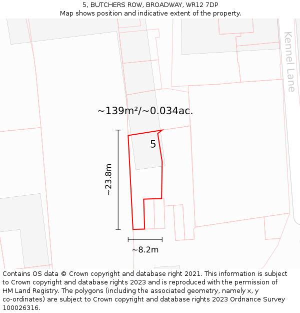 5, BUTCHERS ROW, BROADWAY, WR12 7DP: Plot and title map