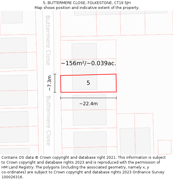 5, BUTTERMERE CLOSE, FOLKESTONE, CT19 5JH: Plot and title map