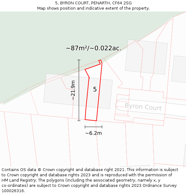 5, BYRON COURT, PENARTH, CF64 2SG: Plot and title map
