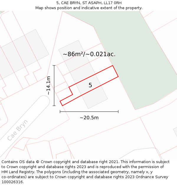 5, CAE BRYN, ST ASAPH, LL17 0RH: Plot and title map