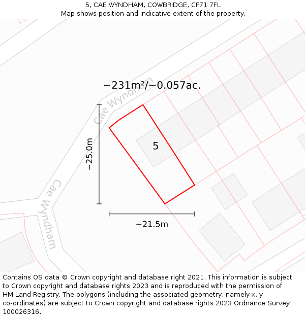 5, CAE WYNDHAM, COWBRIDGE, CF71 7FL: Plot and title map