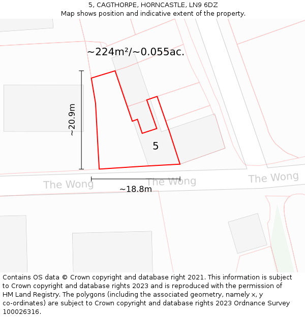 5, CAGTHORPE, HORNCASTLE, LN9 6DZ: Plot and title map