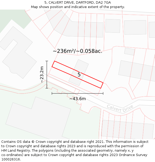 5, CALVERT DRIVE, DARTFORD, DA2 7GA: Plot and title map