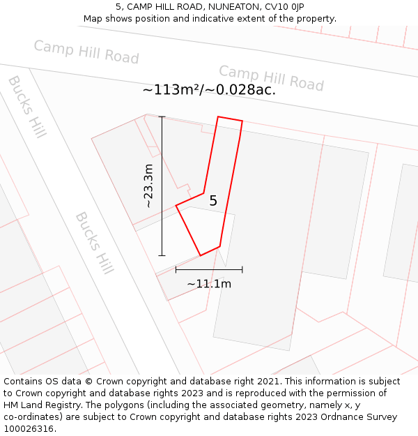 5, CAMP HILL ROAD, NUNEATON, CV10 0JP: Plot and title map