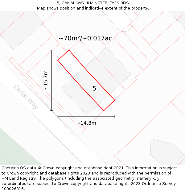 5, CANAL WAY, ILMINSTER, TA19 9DS: Plot and title map