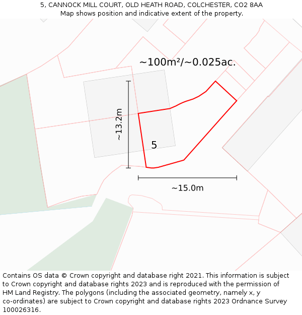 5, CANNOCK MILL COURT, OLD HEATH ROAD, COLCHESTER, CO2 8AA: Plot and title map