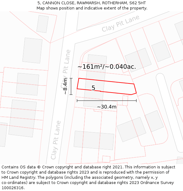 5, CANNON CLOSE, RAWMARSH, ROTHERHAM, S62 5HT: Plot and title map