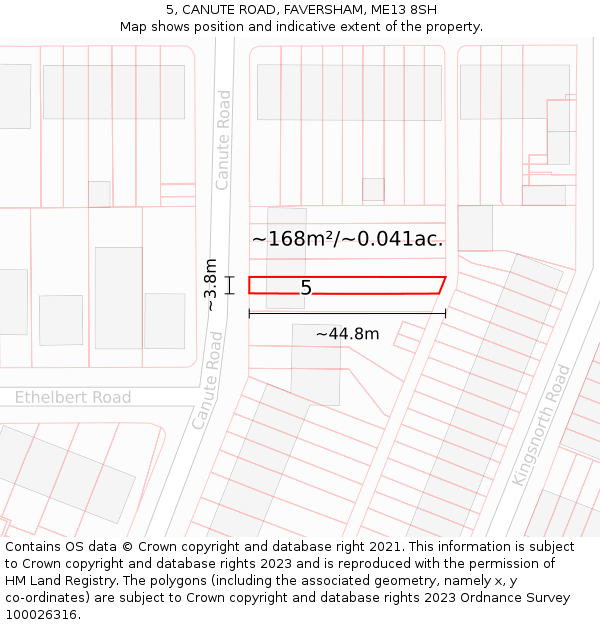 5, CANUTE ROAD, FAVERSHAM, ME13 8SH: Plot and title map