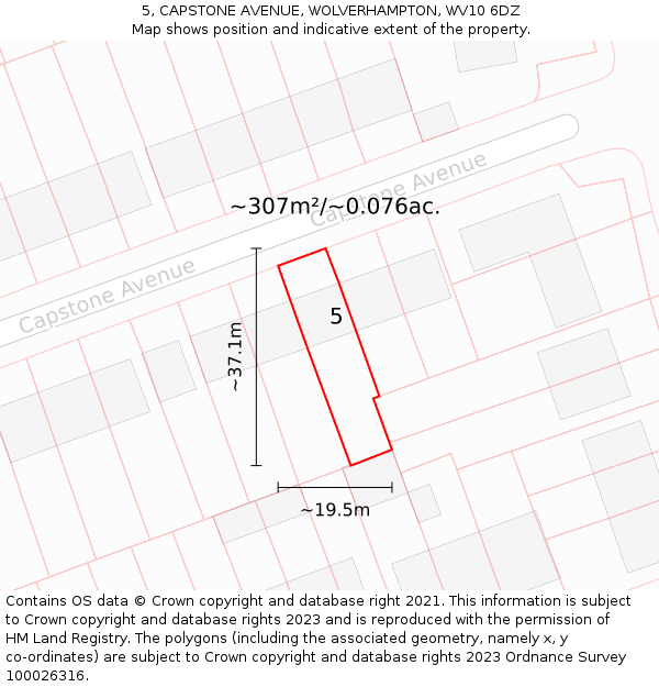 5, CAPSTONE AVENUE, WOLVERHAMPTON, WV10 6DZ: Plot and title map