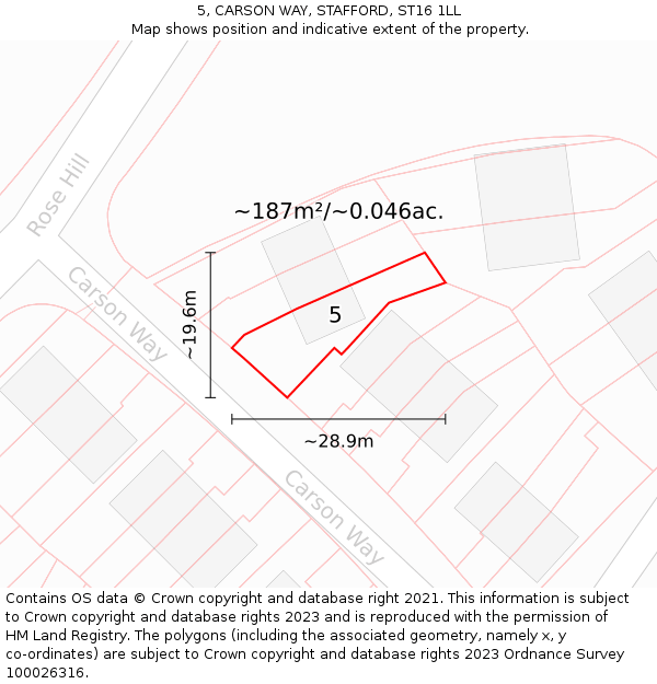 5, CARSON WAY, STAFFORD, ST16 1LL: Plot and title map