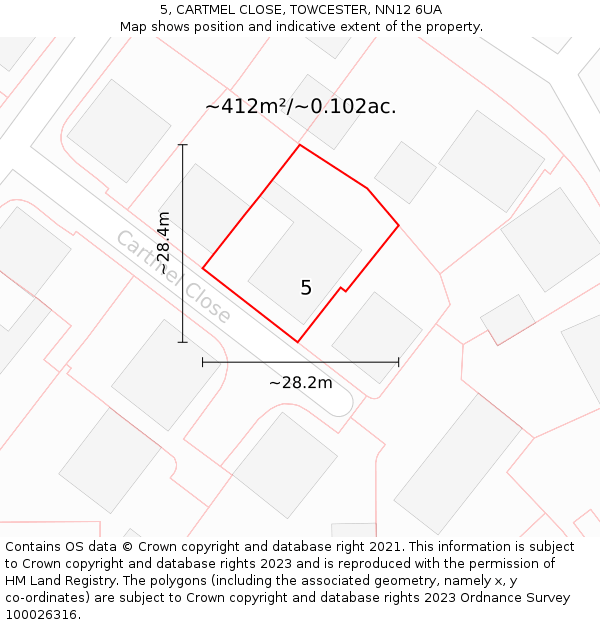 5, CARTMEL CLOSE, TOWCESTER, NN12 6UA: Plot and title map