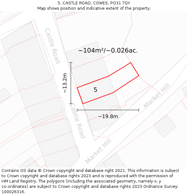 5, CASTLE ROAD, COWES, PO31 7QY: Plot and title map