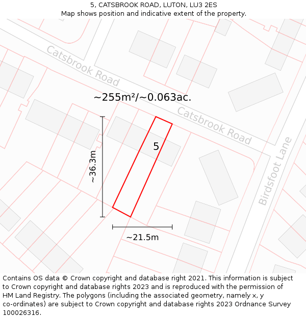 5, CATSBROOK ROAD, LUTON, LU3 2ES: Plot and title map