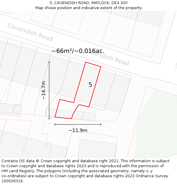 5, CAVENDISH ROAD, MATLOCK, DE4 3GY: Plot and title map