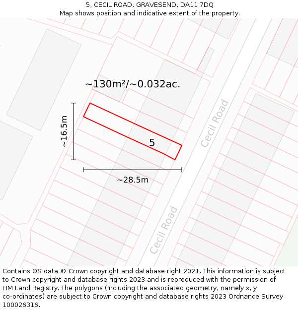 5, CECIL ROAD, GRAVESEND, DA11 7DQ: Plot and title map