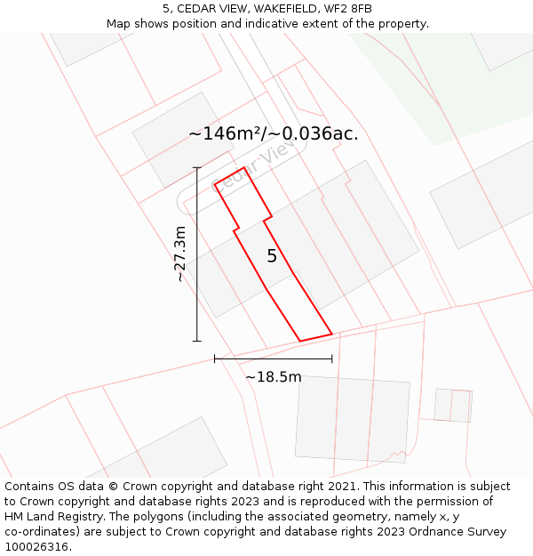 5, CEDAR VIEW, WAKEFIELD, WF2 8FB: Plot and title map