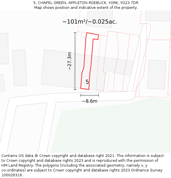 5, CHAPEL GREEN, APPLETON ROEBUCK, YORK, YO23 7DR: Plot and title map