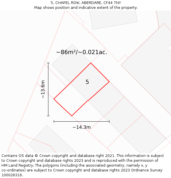 5, CHAPEL ROW, ABERDARE, CF44 7NY: Plot and title map
