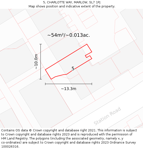 5, CHARLOTTE WAY, MARLOW, SL7 1PJ: Plot and title map