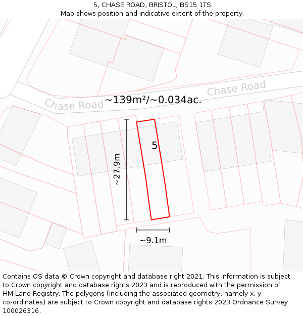 5, CHASE ROAD, BRISTOL, BS15 1TS: Plot and title map