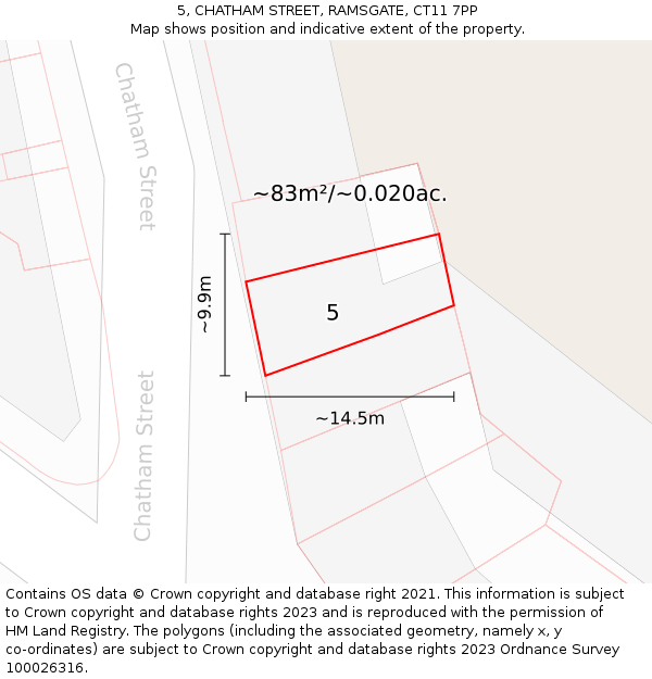 5, CHATHAM STREET, RAMSGATE, CT11 7PP: Plot and title map