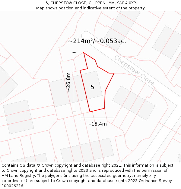 5, CHEPSTOW CLOSE, CHIPPENHAM, SN14 0XP: Plot and title map