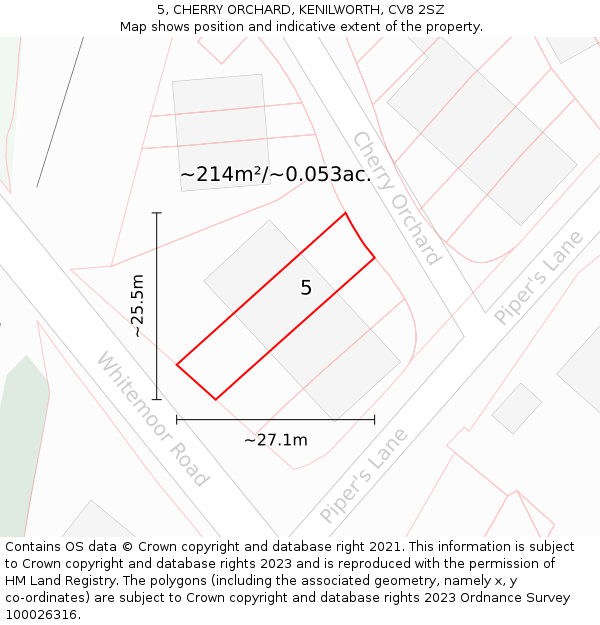 5, CHERRY ORCHARD, KENILWORTH, CV8 2SZ: Plot and title map