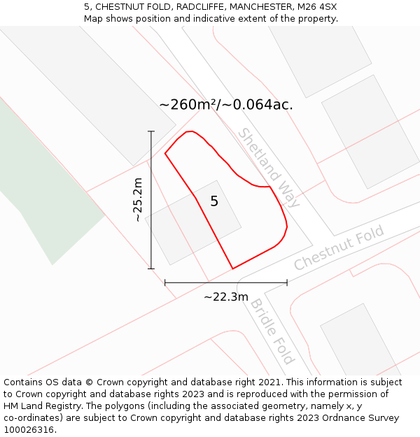 5, CHESTNUT FOLD, RADCLIFFE, MANCHESTER, M26 4SX: Plot and title map