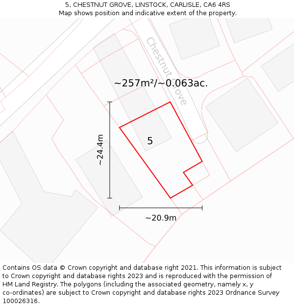 5, CHESTNUT GROVE, LINSTOCK, CARLISLE, CA6 4RS: Plot and title map