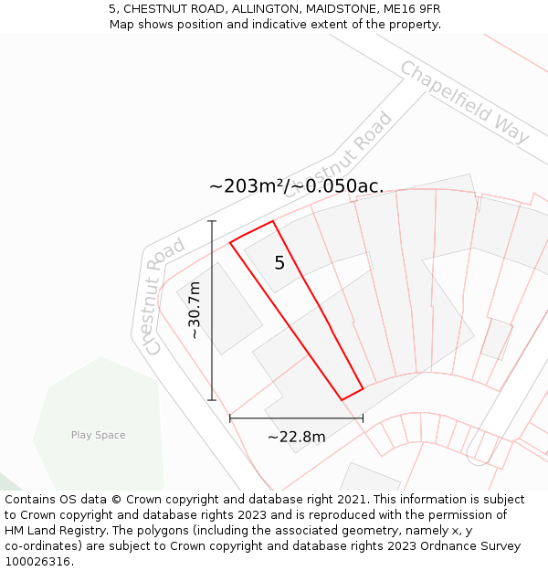 5, CHESTNUT ROAD, ALLINGTON, MAIDSTONE, ME16 9FR: Plot and title map