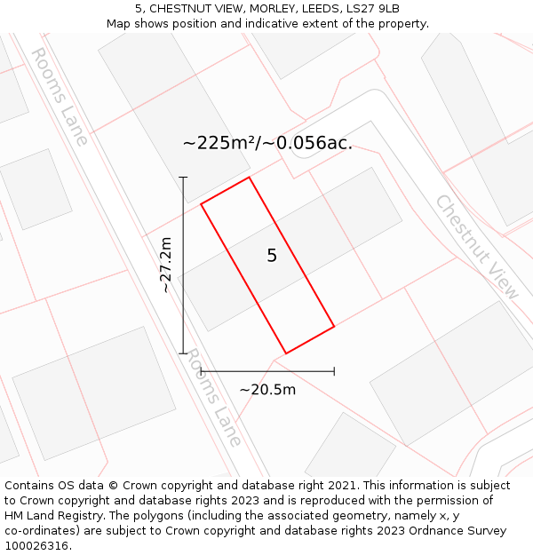 5, CHESTNUT VIEW, MORLEY, LEEDS, LS27 9LB: Plot and title map
