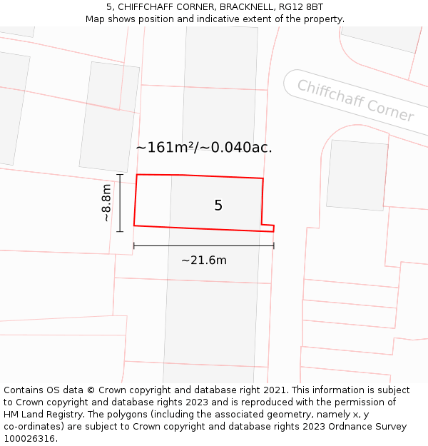 5, CHIFFCHAFF CORNER, BRACKNELL, RG12 8BT: Plot and title map