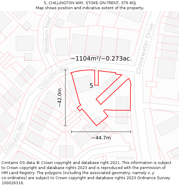 5, CHILLINGTON WAY, STOKE-ON-TRENT, ST6 8GJ: Plot and title map