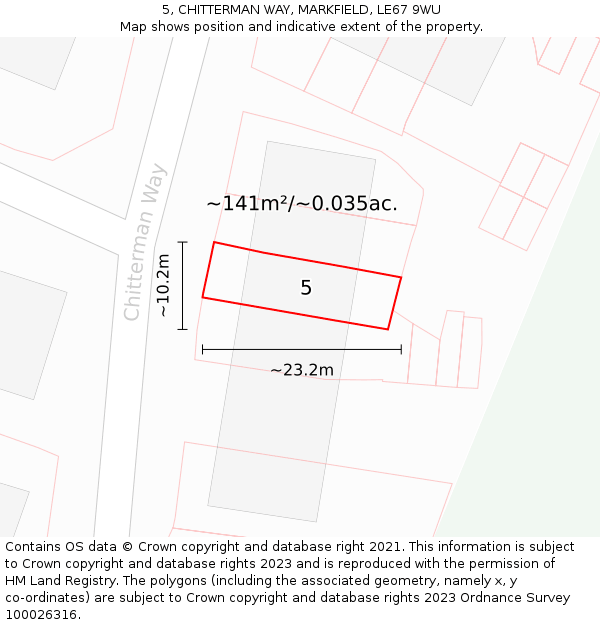 5, CHITTERMAN WAY, MARKFIELD, LE67 9WU: Plot and title map