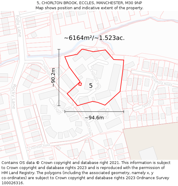 5, CHORLTON BROOK, ECCLES, MANCHESTER, M30 9NP: Plot and title map