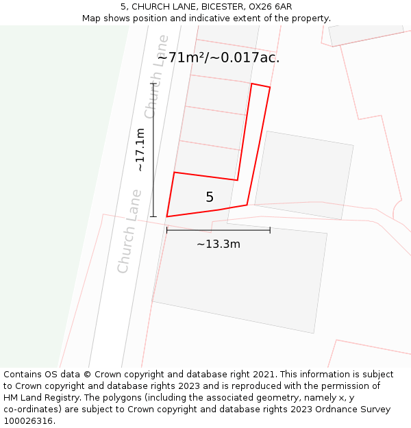 5, CHURCH LANE, BICESTER, OX26 6AR: Plot and title map