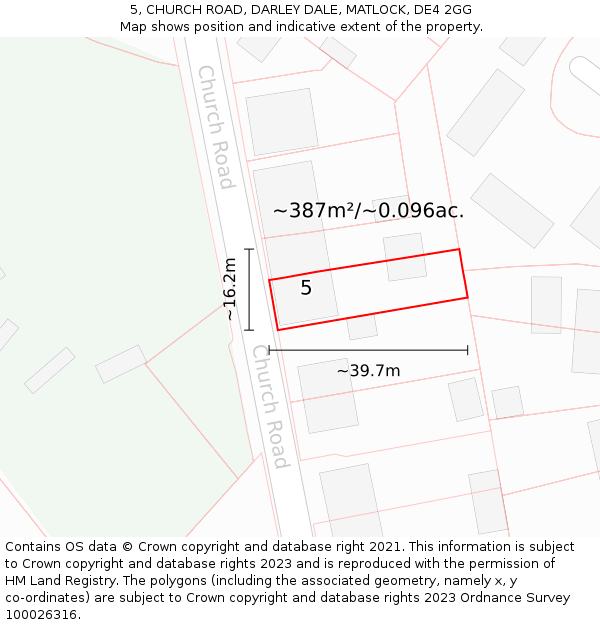 5, CHURCH ROAD, DARLEY DALE, MATLOCK, DE4 2GG: Plot and title map