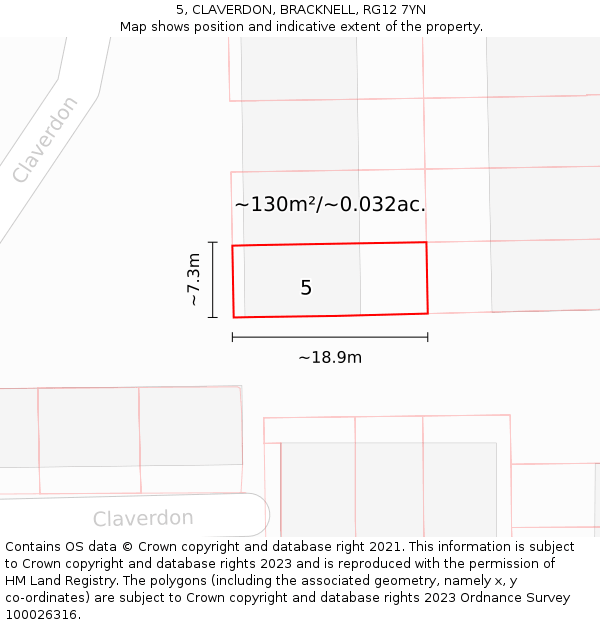 5, CLAVERDON, BRACKNELL, RG12 7YN: Plot and title map