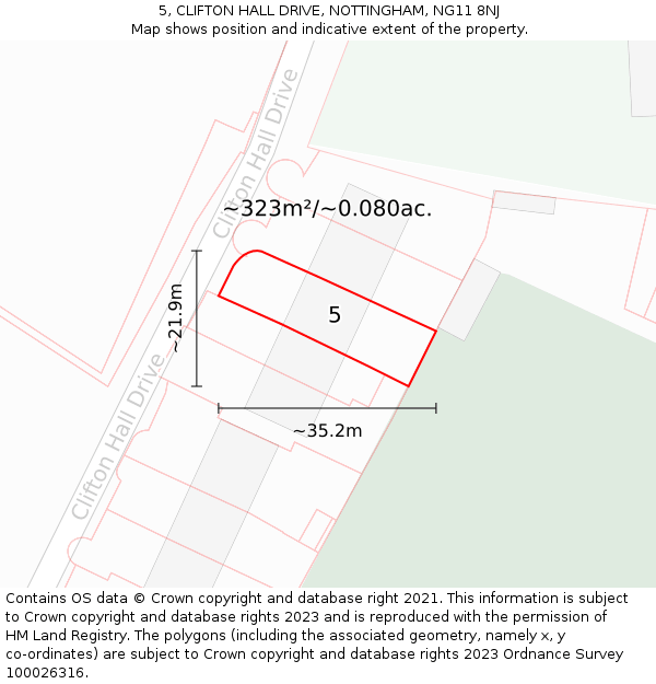 5, CLIFTON HALL DRIVE, NOTTINGHAM, NG11 8NJ: Plot and title map