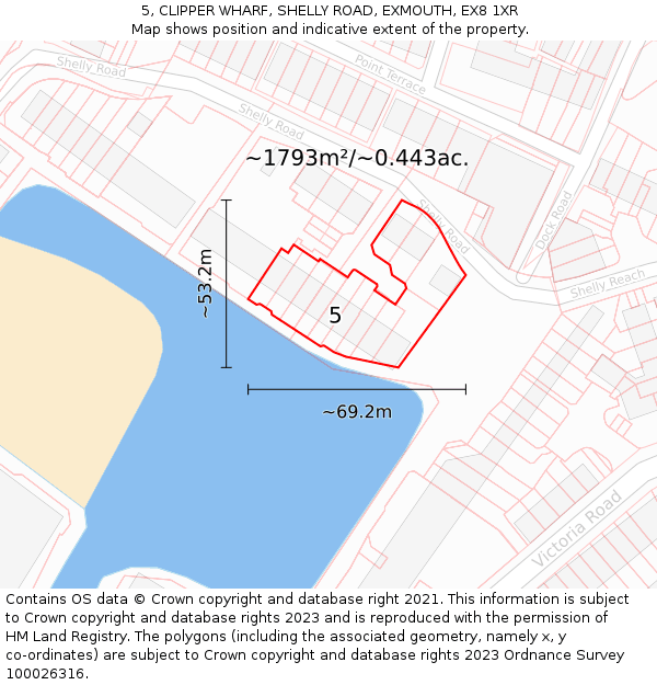 5, CLIPPER WHARF, SHELLY ROAD, EXMOUTH, EX8 1XR: Plot and title map