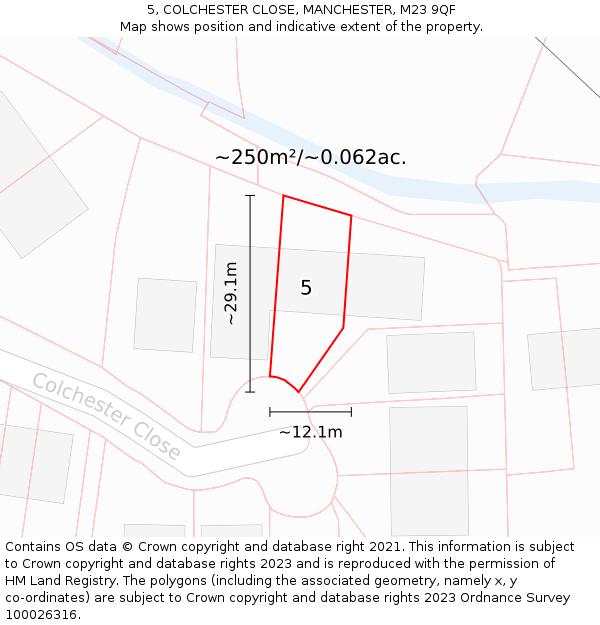 5, COLCHESTER CLOSE, MANCHESTER, M23 9QF: Plot and title map